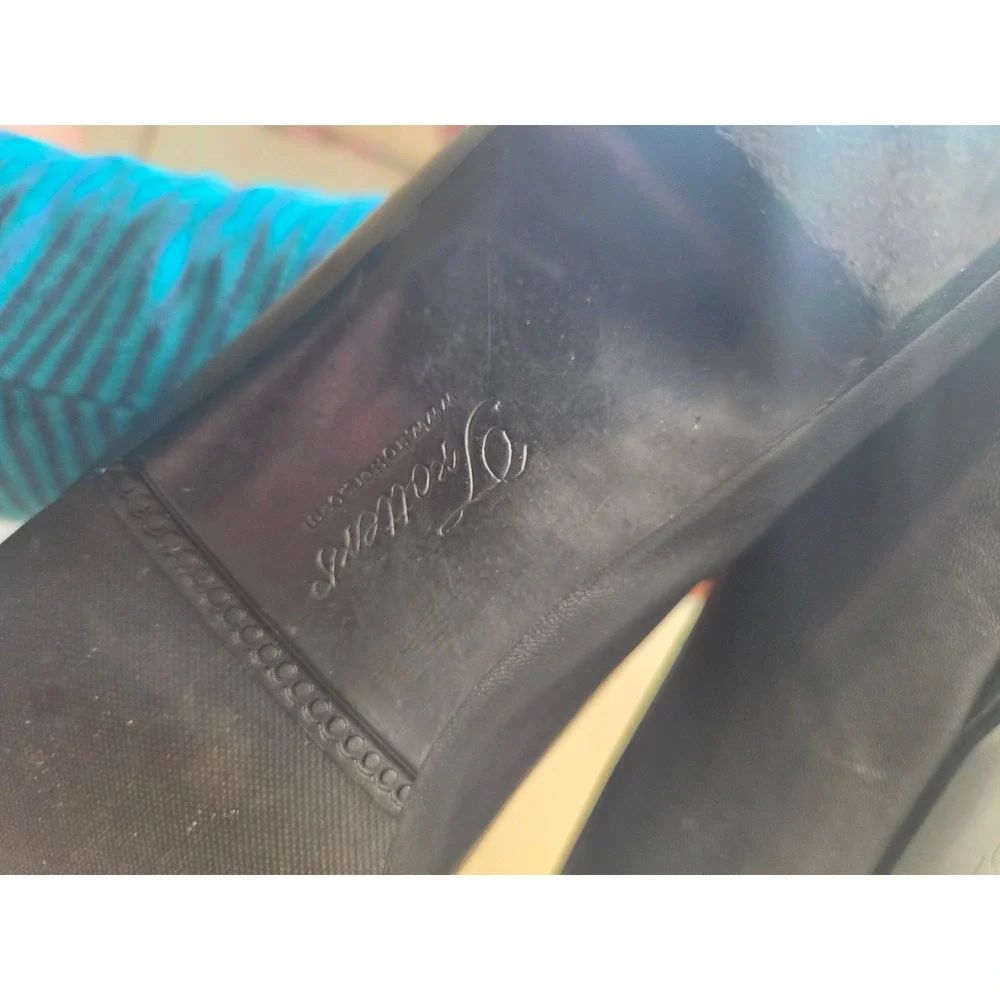 Trotters‎  Black Leather Low Wedge Heel Pumps Almond Toe Size 10 N